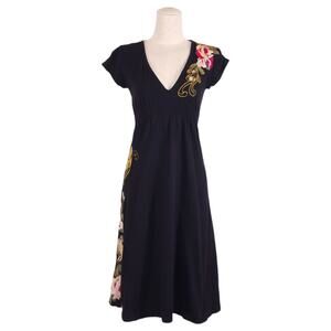 JWLA Johnny Was Y2K Embroidered Dress Black Sz Small